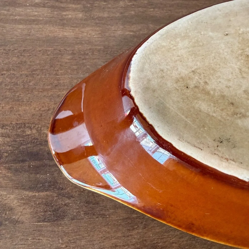Brown Oval Serving Platters‎ Set of 2 Ceramic Oven To Table Bakeware